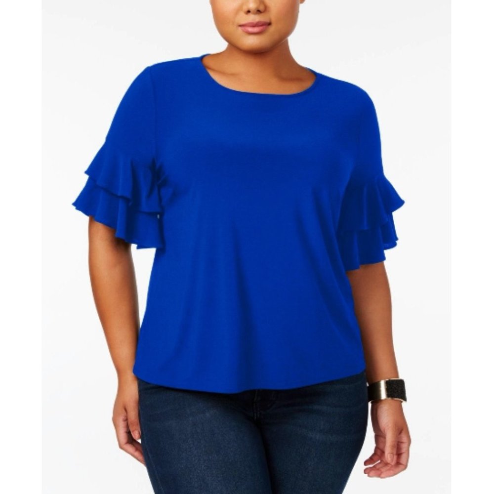 INC International Concepts Ruffle Sleeve Top (NWT)
